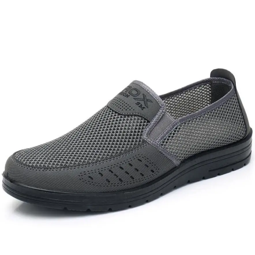 Сетчатые мужские туфли удобная легкая обувь на плоской подошве для прогулок