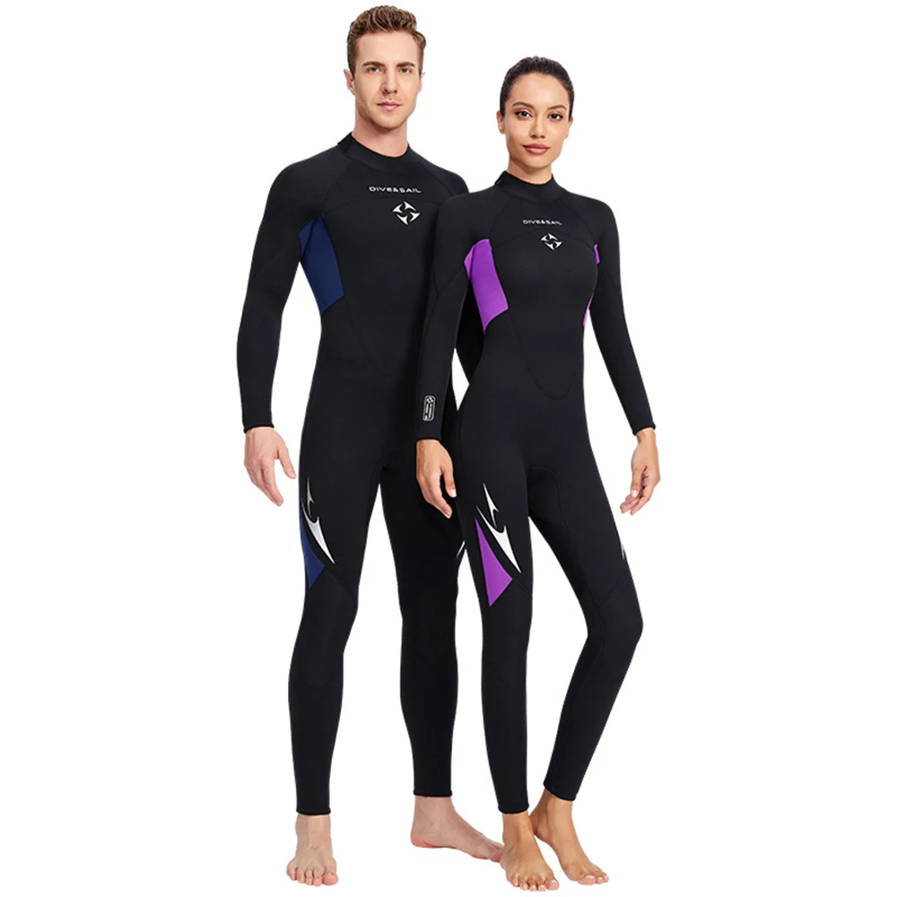 DIVE&SAIL wetsuit 3MM neoprene men's thick CR stretch warm wetsuit ladies one-piece sunscreen wetsuit surfing winter swimsuit