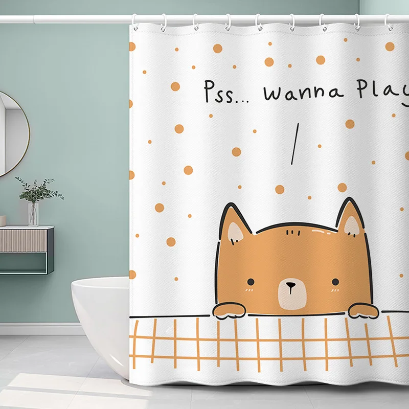 

Lovely shower curtain water blocking non perforated curtain cloth shower hanging curtain thickened waterproof partition curtain