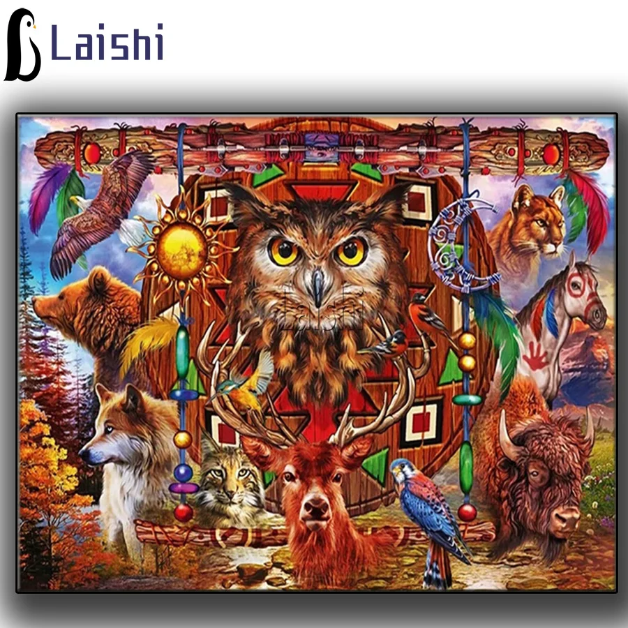 

Animal Totem Owl etc 5D Diy Painting With Diamonds Embroidery Diamond Painting full drill Picture Canvas Wall Art Home Decor