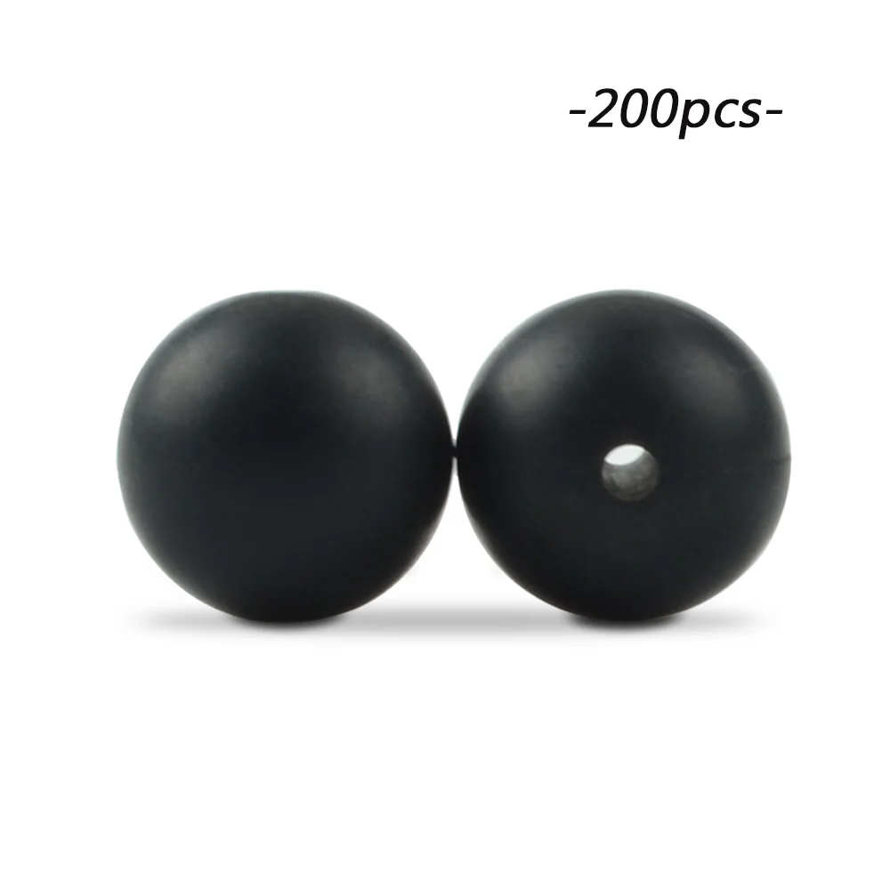smokey black LOFCA 200 шт./лот, силиконовые бусины, 15 мм, Круглый прорезыватель, ожерелье, детский прорезыватель, игрушка, BPA бесплатно, сделай сам, жевательные подвески, аксессуары для новорожденных, кормящих - Цвет: smokey black