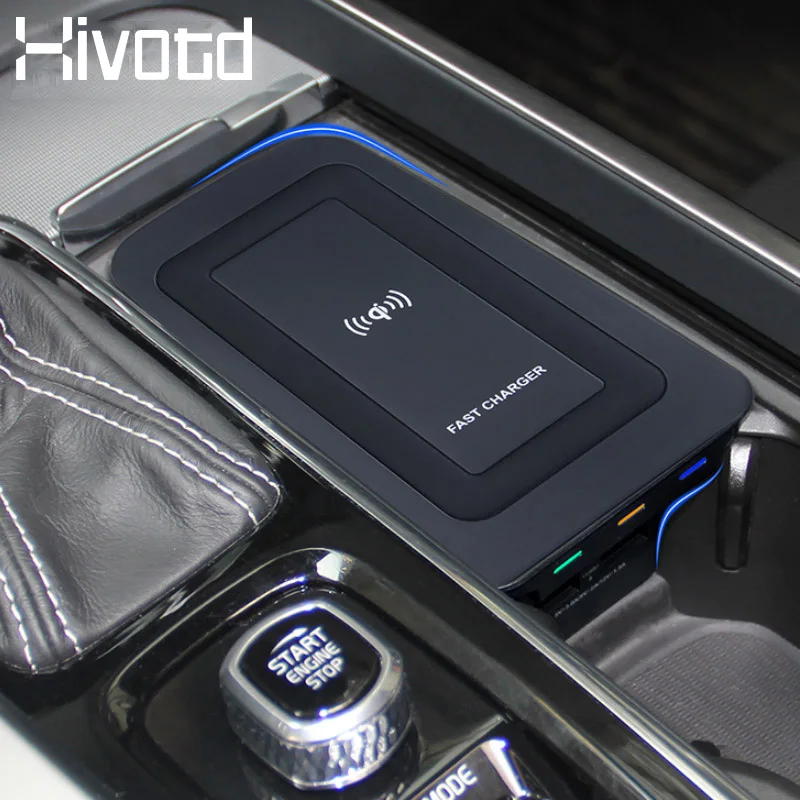 Автомобильная Беспроводная зарядная пластина Hivotd 2018 для volvo XC90 XC60 S90 V90 2019