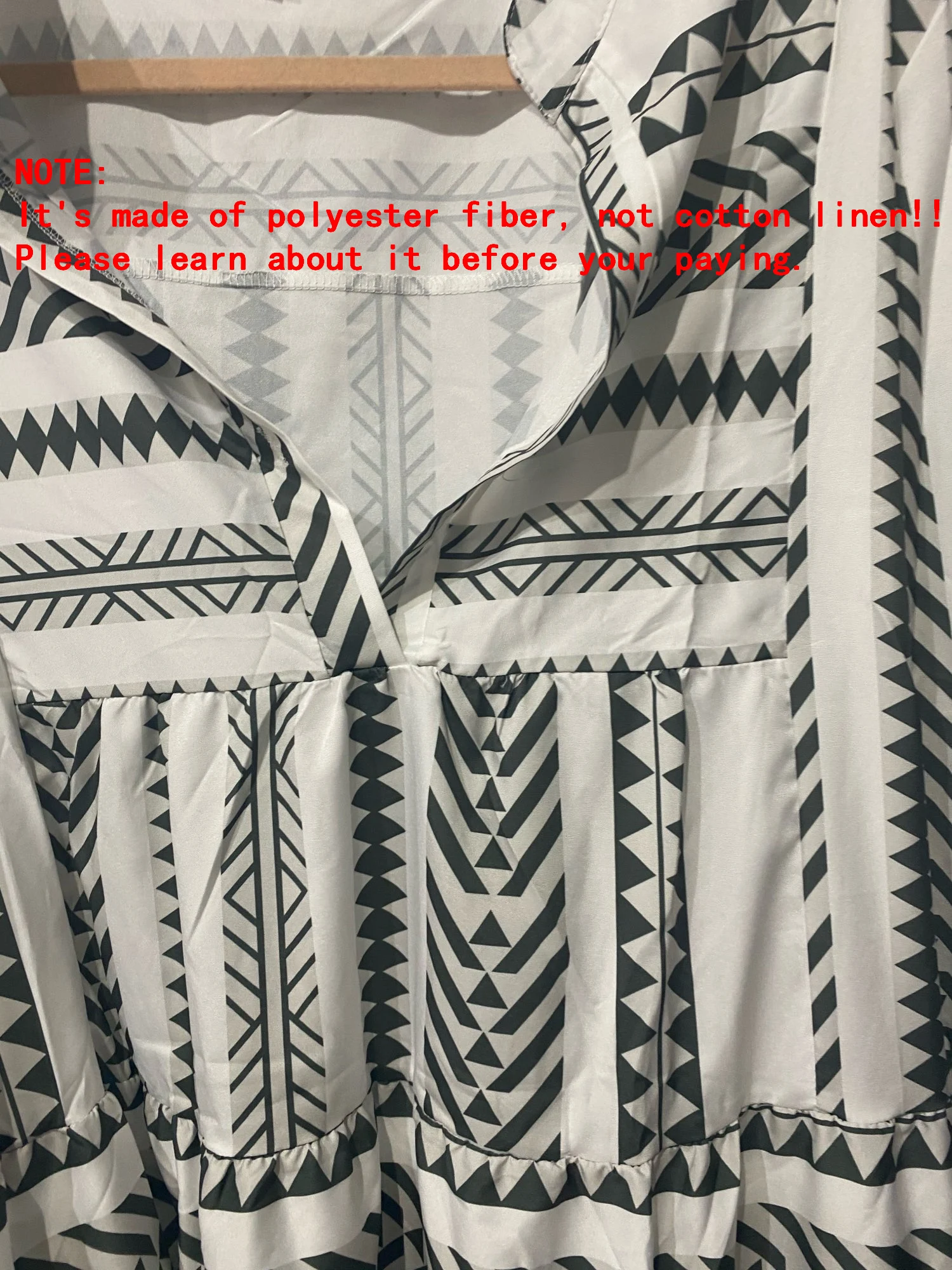 

Fashion Geometric Print Dress Women Flare Sleeve V-neck Dress for Beach Vacation Casual Loose Ladies Ruffles Flared A-Line Dress