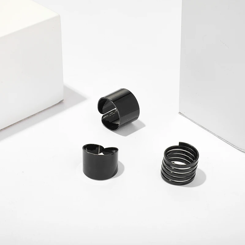 Docona 3 шт./компл. готические черные Открытые Кольца для женщин панк средний палец