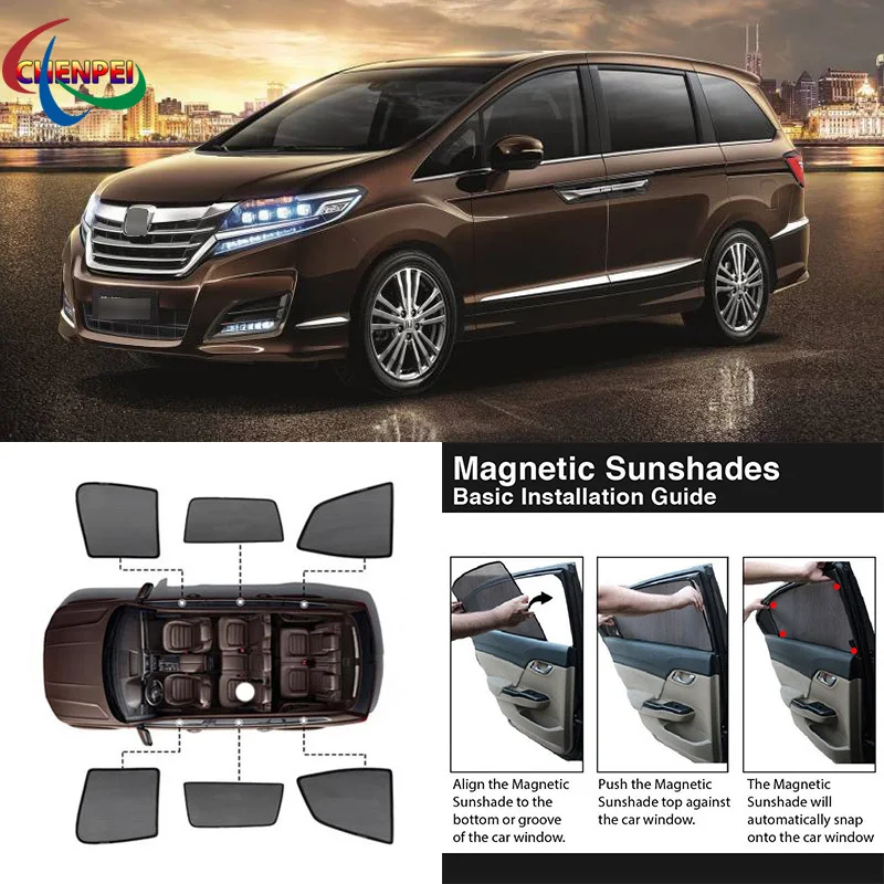 For Honda Elysion 2015-2019 Car Full Side Windows Magnetic Sun Shade UV Protection Ray Blocking Mesh Visor Car Accessories