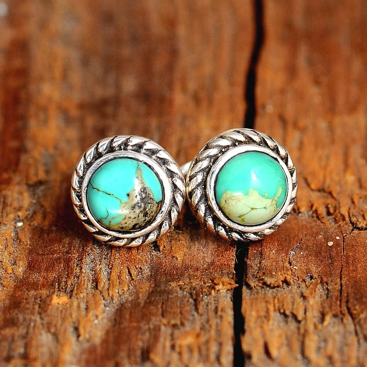 

Exquisite Silver Cartilage Turquoise Stud Earrings Small Tiny Dainty Pair of Earring Boho Women Birthstone Jewelry