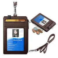 badge holder with zipper id card holder wallet with neck lanyard rfid blocking x7ya
