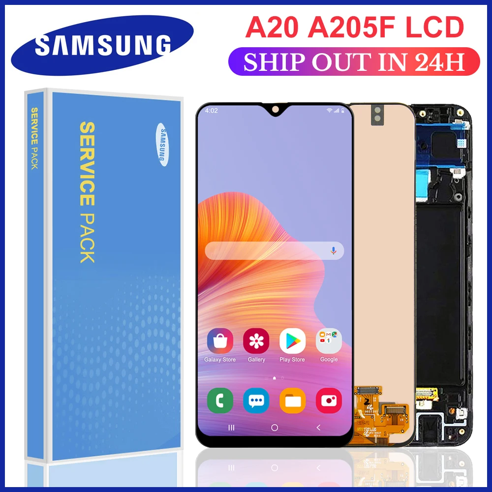 100% Оригинальный ЖК дисплей для Samsung Galaxy A20 сенсорный экран дигитайзер в сборе A205