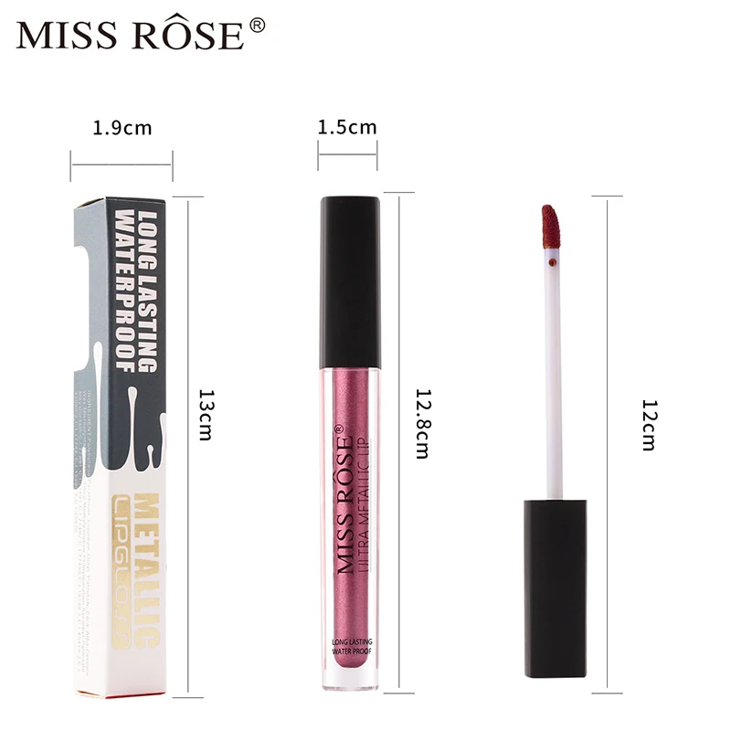 

Miss Rose Metallic Lip Gloss Long And Thin Tube Mist Surface Matte Waterproof Lip Glaze Cosmetics Liquid Lipstick Women's Makeup