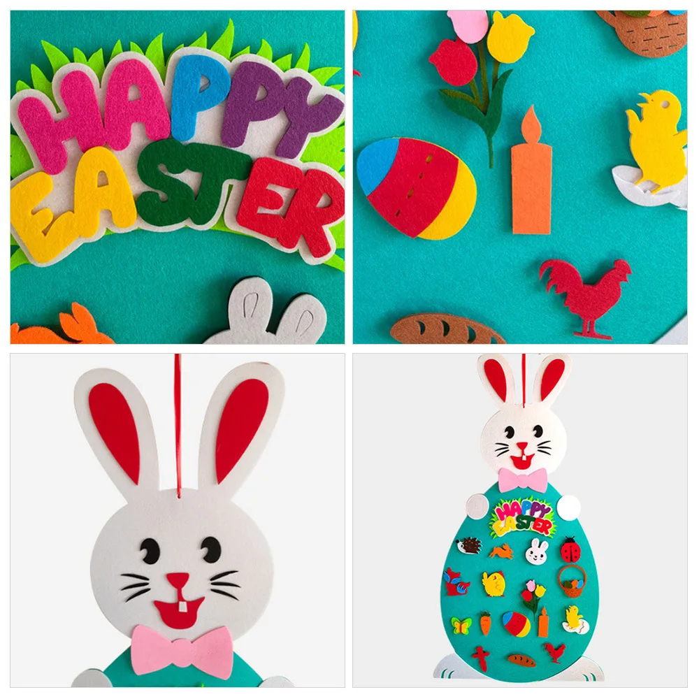 

Easter Felt Pendant DIY Felt Rabbit Set With Detachable Ornament Bunny Decoration Wall Hanging Game Gift Decoration