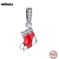 high quality genuine 925 sterling silver christmas stocking charms fit original wst bracelet pendant authentic jewelry gift