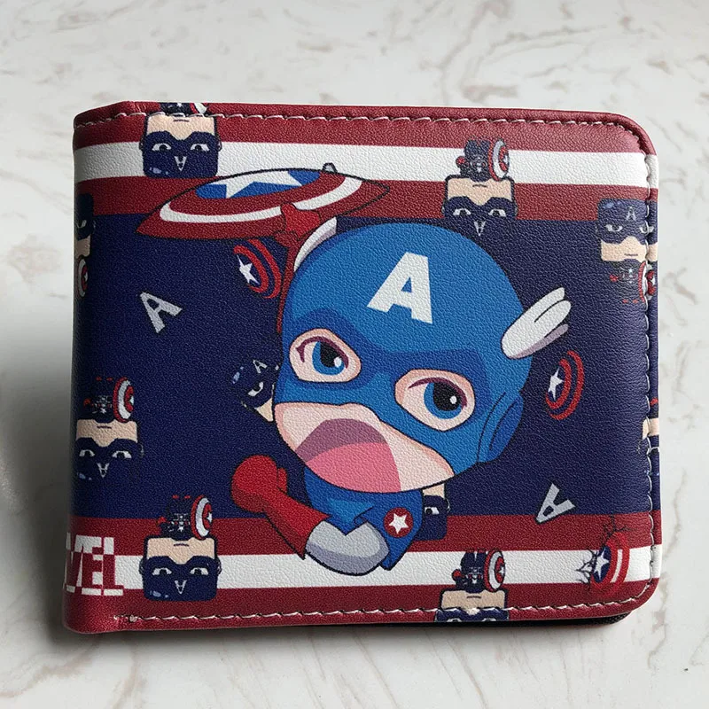 Marvel Men Wallet Q Version Captain America SpiderMan Comic Super Heroes Women with Card Holder | Багаж и сумки