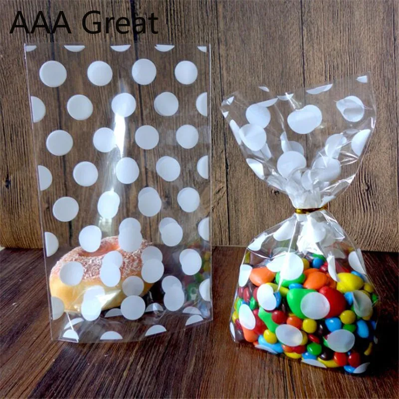 

100Pcs/Lot Plastic Transparent Cellophane Dot Candy Cookie Gift Bag Pouch Wedding Birthday Party Cake Bags Chocolate