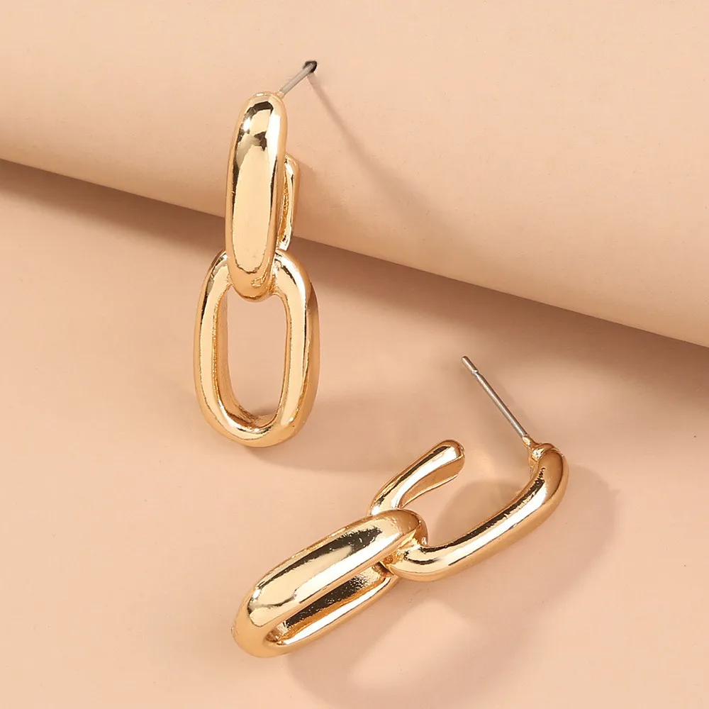 

2020 New Arrival Korean Trendy Gold Lock Catch Drop Earrings For Women Fashion Simple Fine Jewelry Female Party Wedding Gifts