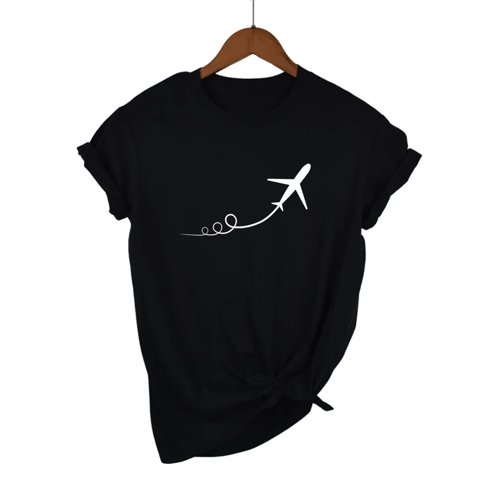

2021 t-shirt NEW Airplane taking off Print Women tshirt Cotton Casual Funny t shirt For Lady Girl Top Tee Hipster Tumblr Drop