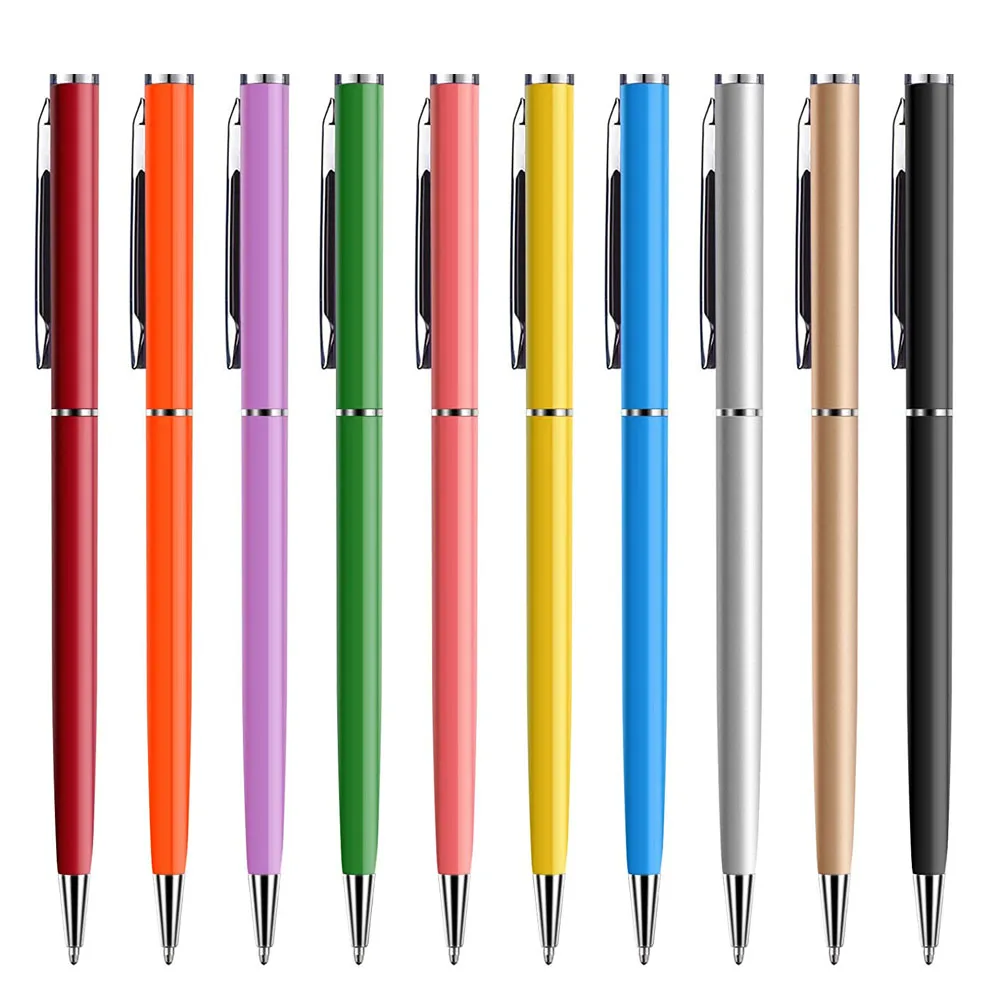 

2Pcs Luxury Quality Business Office School Stationery Gifts Roller Metal Ballpoint Pen New Rose Gold Financial Black Ink