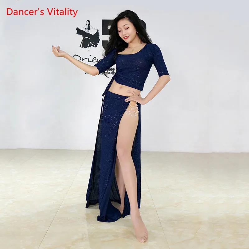Танец живота Новый женский топ упражнения одежда костюм изысканный кристалл