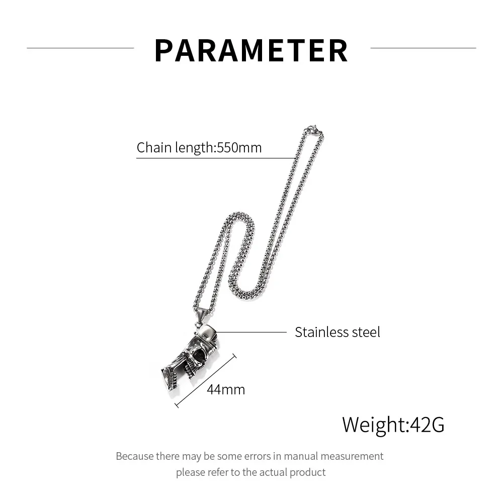 

Personalized Skull Lighter Bottle Opener Pendant Titanium Steel Men's Necklace