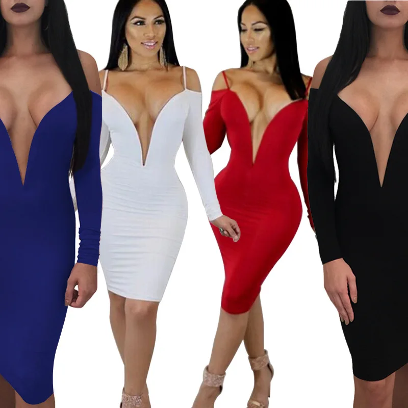 Для женщин ночного клуба Вечерние Платье Лето 2019 с длинным рукавом Сексуальная