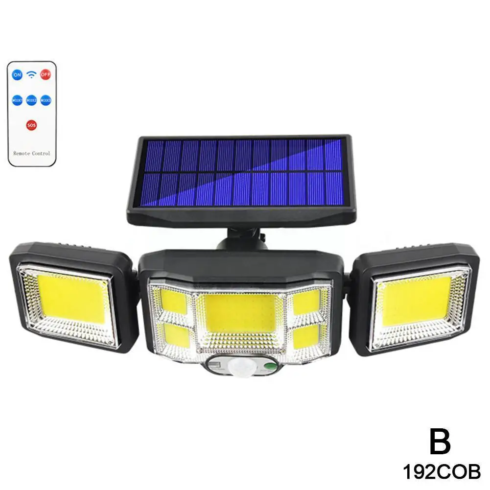 

2021 New Remote Control Solar White Light Wall Light Induction Split Light Three Light Heads Garden Outdoor Flood Led Rotat J0q3