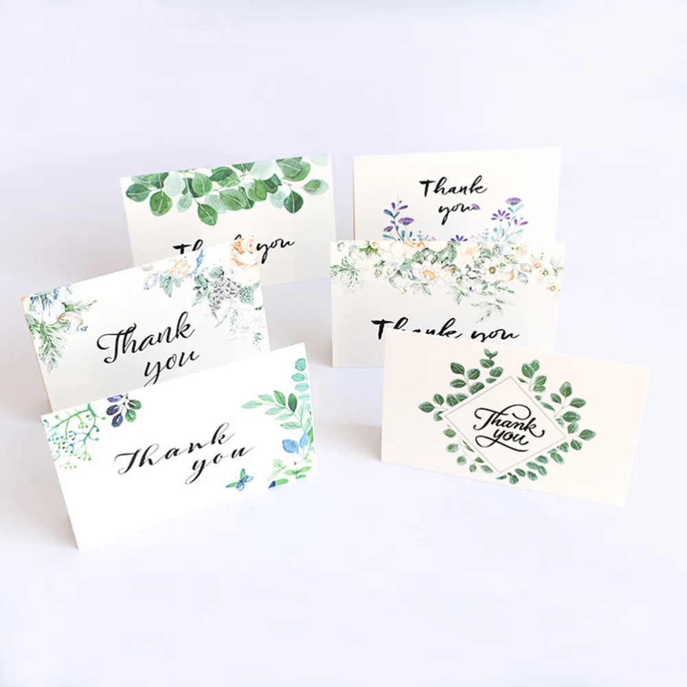

5 Sets/30PCS Creative Thank You Cardd Leaves Greeting Cards Blessing Cards Paper Festival Gifts Party Supplies with Envelopes