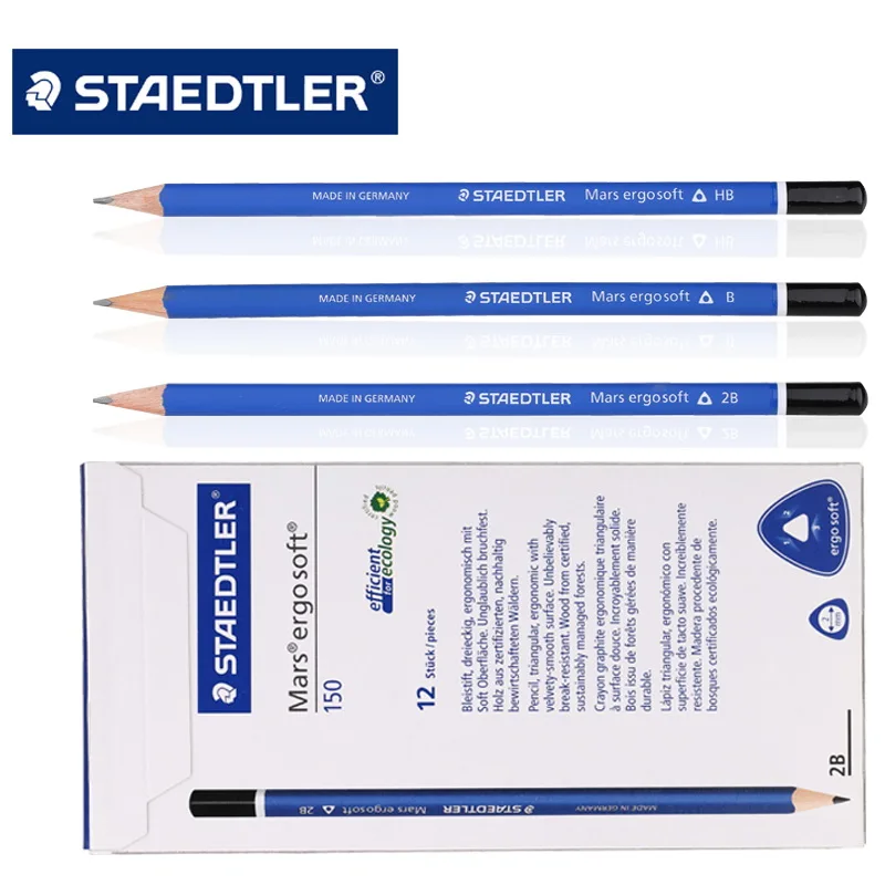 Мягкий Деревянный карандаш 6 шт. Staedtler 150 Mars Ergo HB B 2B треугольный стержень