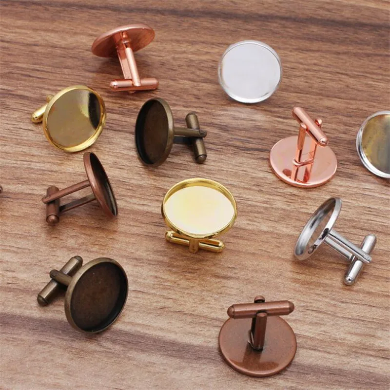 

10pcs French Style Cufflinks Settings Cabochon Base Blank Bezel Tray For 10/12/14/16/20mm Caochon Cameo DIY Clothes Accessories