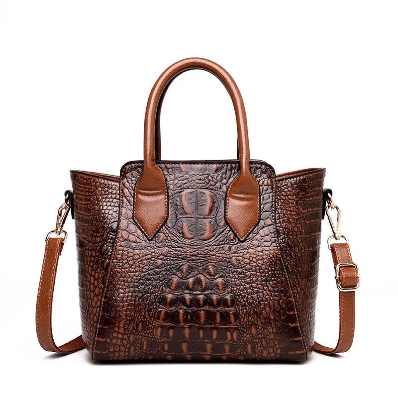 Женская сумка трапеция из крокодиловой кожи Kajie вместительная дизайнерская