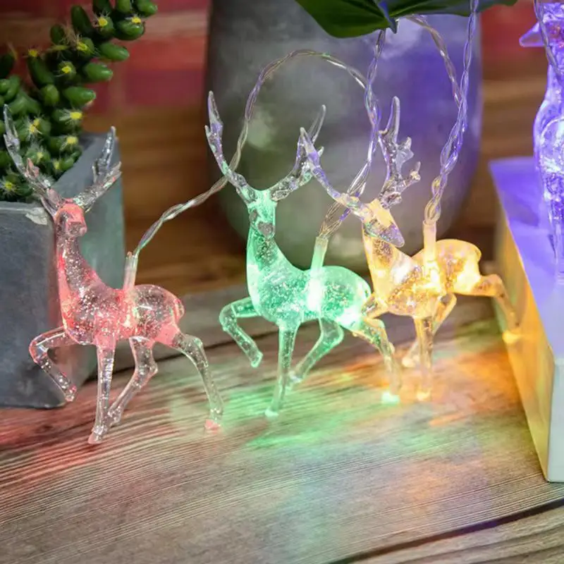 

LED Sika Deer Light String Christmas Elk-shaped Oranments Small Lanterns Merry Christmas Decorations Home New Year Accessories