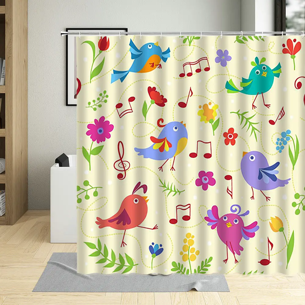 

Мультфильмы Цвет птица для ванной комнаты Экран с забавными животными Детские Водонепроницаемый занавеска для душа ребенка полиэстер ткан...