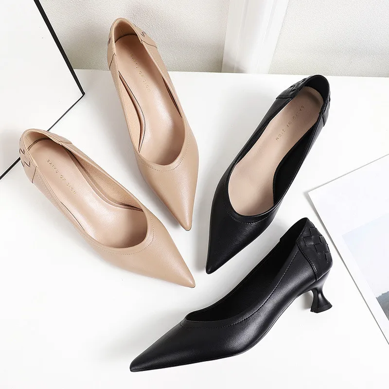 Womens Office Black Pointed Toe Pumps Shoes For Ladies Thin High Heels Wedding Shoes Zapatos Mujer Spring Pumps For Lady O0072