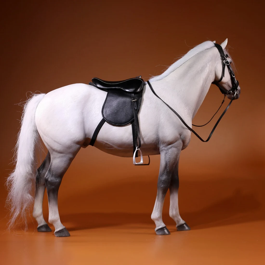 

33cm 1/6 Scale Germany Hannover Warm Blooded Model Horse Decoration Drop Shipping - Grey White