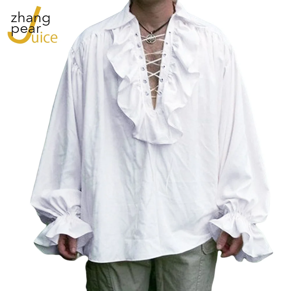 

Рубашка мужская с длинным рукавом, пушистая Блузка с V-образным вырезом, бандажная завязка, винтажный костюм, однотонная Повседневная сороч...