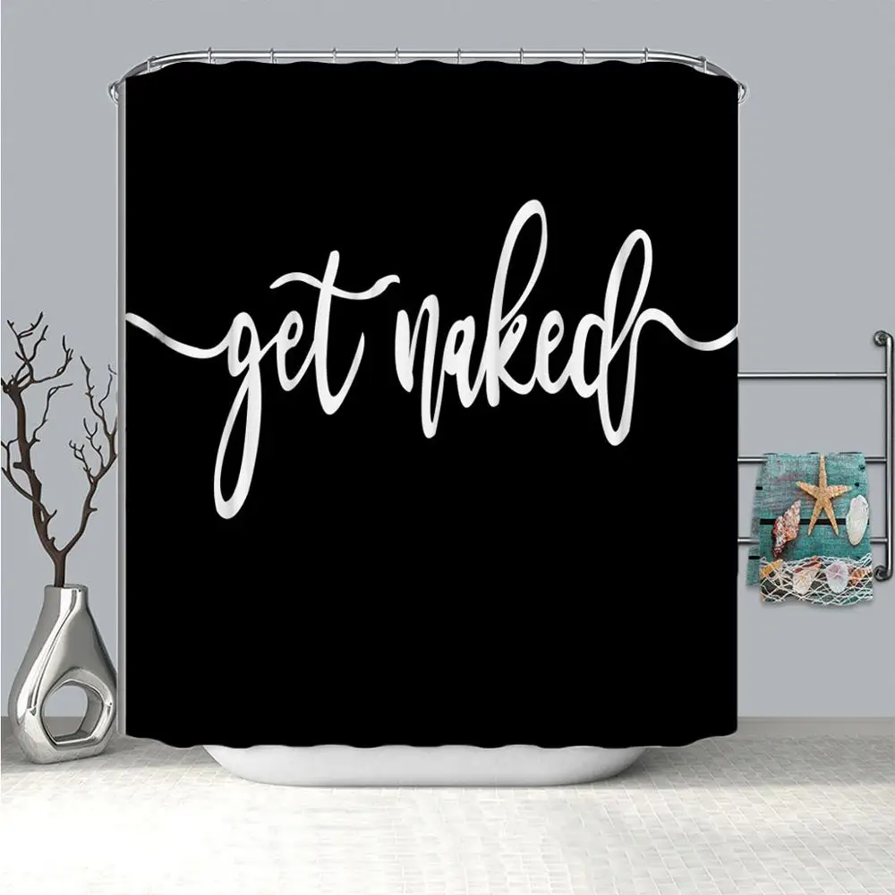 

Funny Words Waterproof Shower Curtain Sets 180x180cm with Non-Slip Rug Toilet Lid Cover and Bath Carpet Mat Bathroom Decor