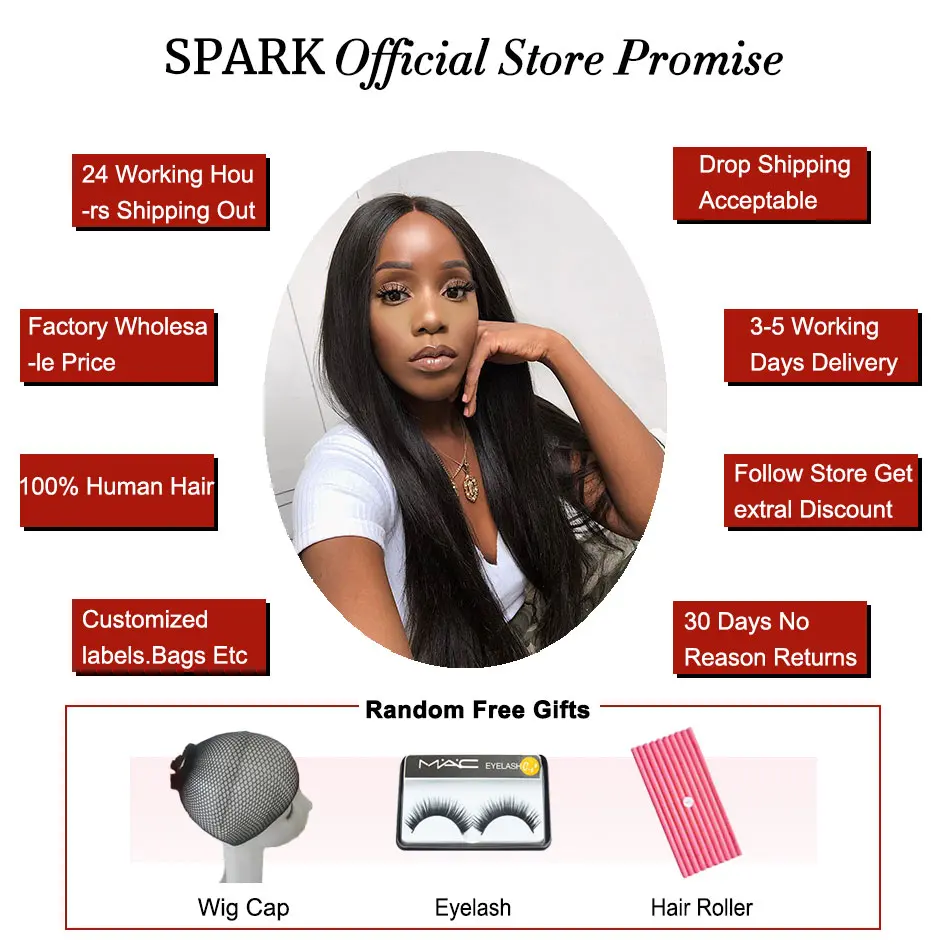 Прямые бразильские натуральные волосы SPARK Hair 1 шт. волнистпряди 100% необработанные