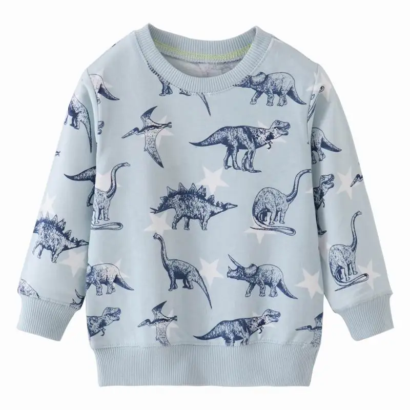 

Jumping Meters Boys Long Sleeves Dinosaur Pattern Sky Blue Sweatshirts Kids Clothes Autumn Children's Clothing 2-7Years