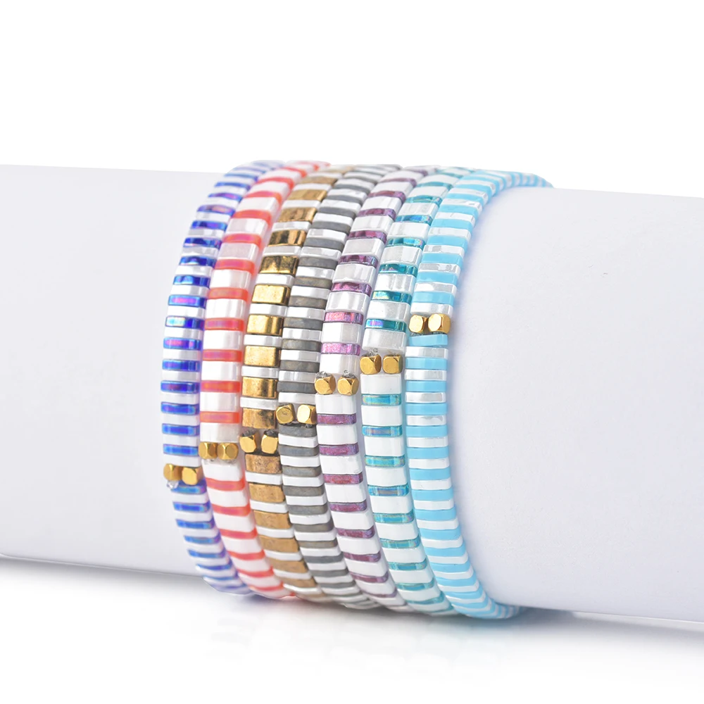 Богемный Браслет KSRA с бусинами Миюки Тила ручной работы квадратный браслет для