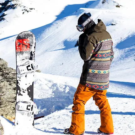 Мужской лыжный костюм GSOU водонепроницаемый ветрозащитный с капюшоном брюки для