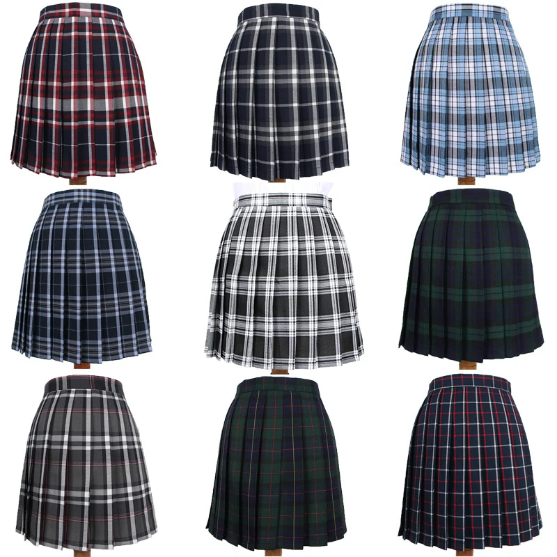 

Richkeda Store New 2021 Japanese School Dresses Plaid Pleated Skirt Student Cosplay Anime Mini Grid Skirt Jk Uniforms Sailor