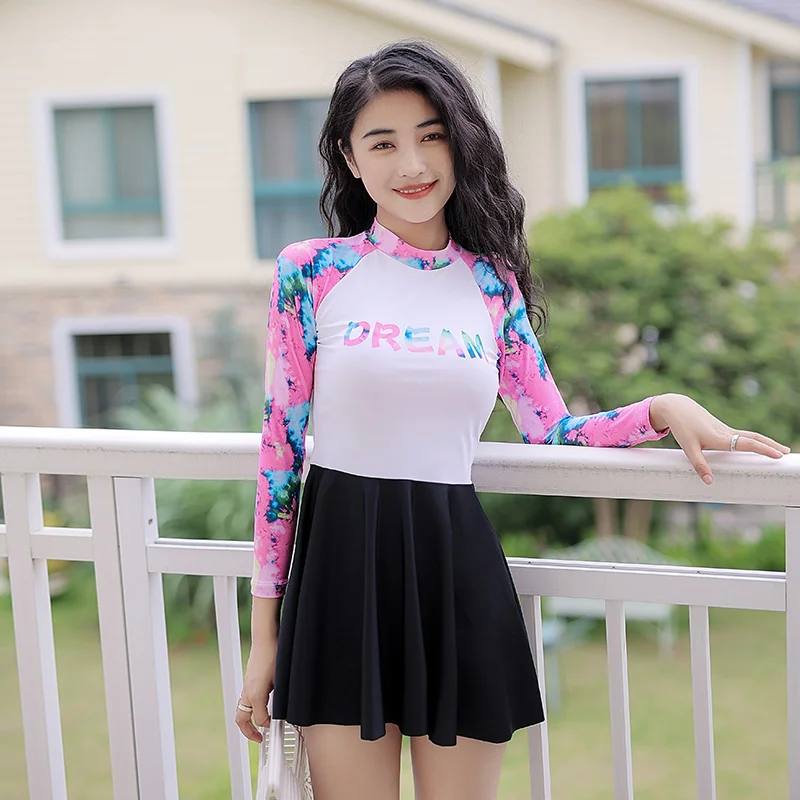 

Женский пикантный купальный костюм с длинным рукавом, пляжная одежда с принтом, летние костюмы для серфинга, ограждения для живота, женский ...