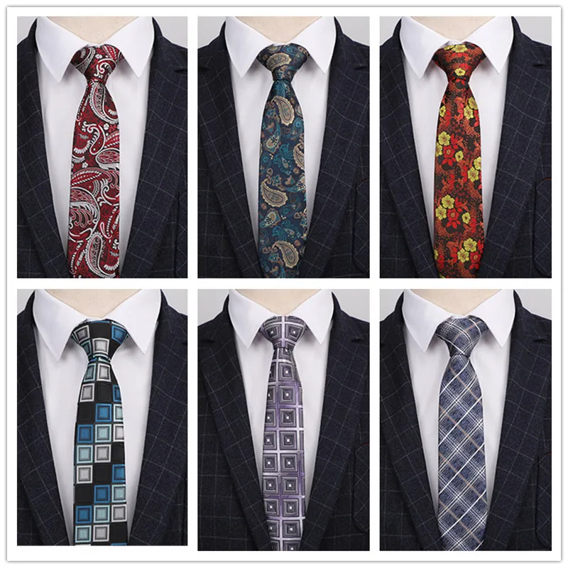 7 см ширина мужские галстуки полиэстер шелк Пейсли Галстуки Цветочный горошек