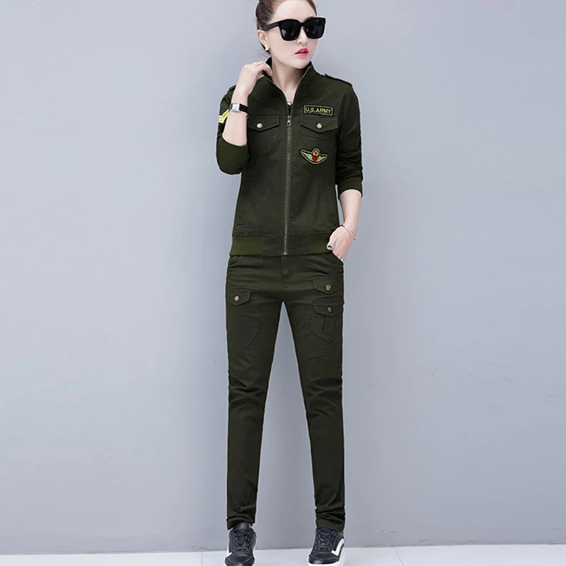 2020 Conjunto Feminino Для женщин Хлопок Военная униформа в камуфляжном армейском стиле