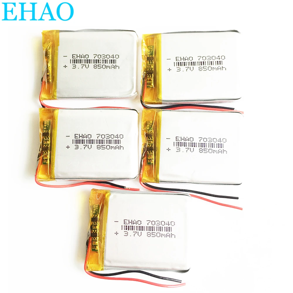 

5PCS 3.7V 850mAh Lipo Lithium Polymer Rechargeable Battery 703040 For Camera DVD Ebook Bluetooth Headset 703040