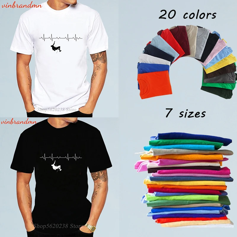 Футболка мужская с принтом в виде скалолазания и сердцебиения Модный хлопковый