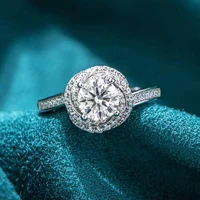 trendy 925 sterling silver 1ct d color vvs1 round moissanite ring plated white gold geometric flower adjustable rings women gift