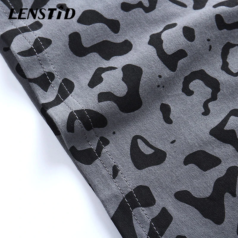 Уличная одежда LENSTID 2020 в стиле хип хоп футболка оверсайз с леопардовым принтом