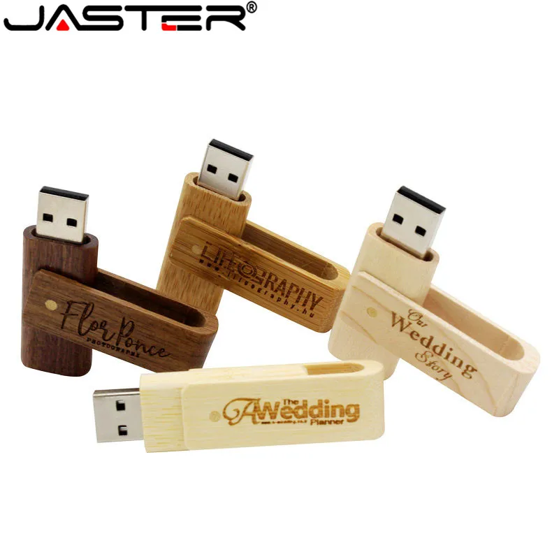 Usb-флешка JASTER с прямоугольной коробкой вращающаяся Флешка из Натурального ореха