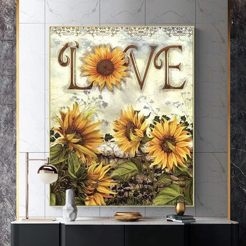 Голубое небо и белые облака Подсолнух художественная живопись по номерам