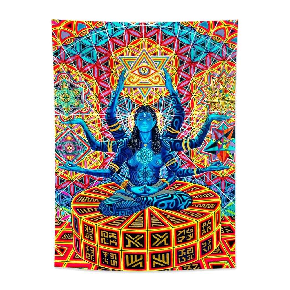 Индийская богиня Кали гобелен Йога Медитация настенное ведро висячее аниме