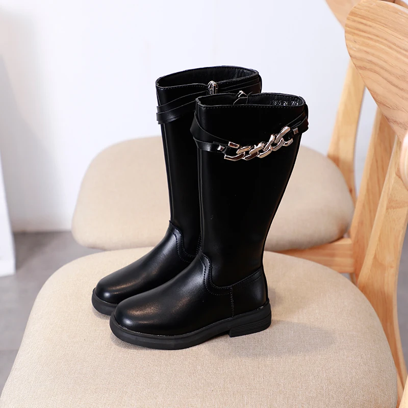 Обувь для детей высокие сапоги зимние до колена из натуральной кожи девочек